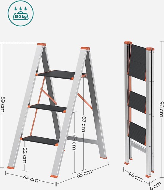 Escalo Sparta Aluminium - Industriële Aluminium Trapladder Met Beugel 4 Treden