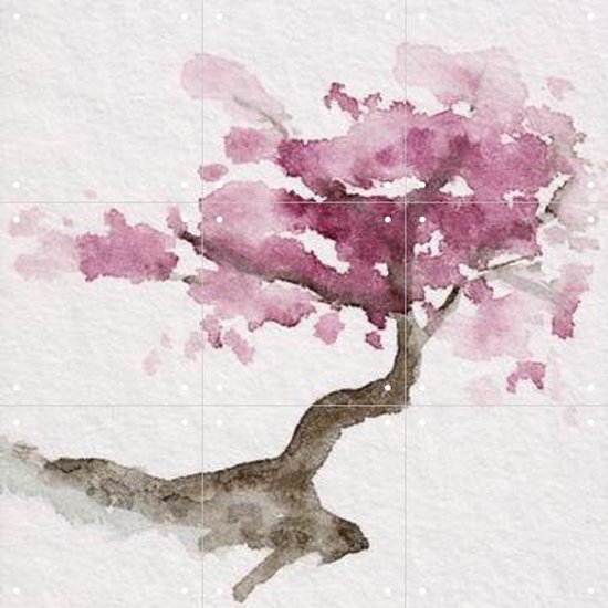 IXXI Japanese Tree with Pink Cherry Blossom - Wanddecoratie - Artiesten en Schilders - 60 x 60 cm