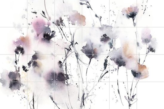 IXXI Flowers Grey - Wanddecoratie - Bloemen en Planten - 120 x 80 cm