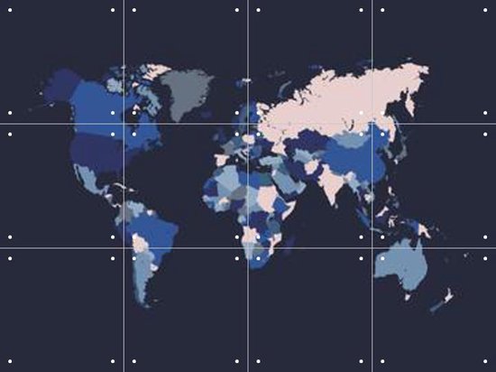 IXXI World Map Mosaic Navy - Wanddecoratie - Abstract - 80 x 60 cm