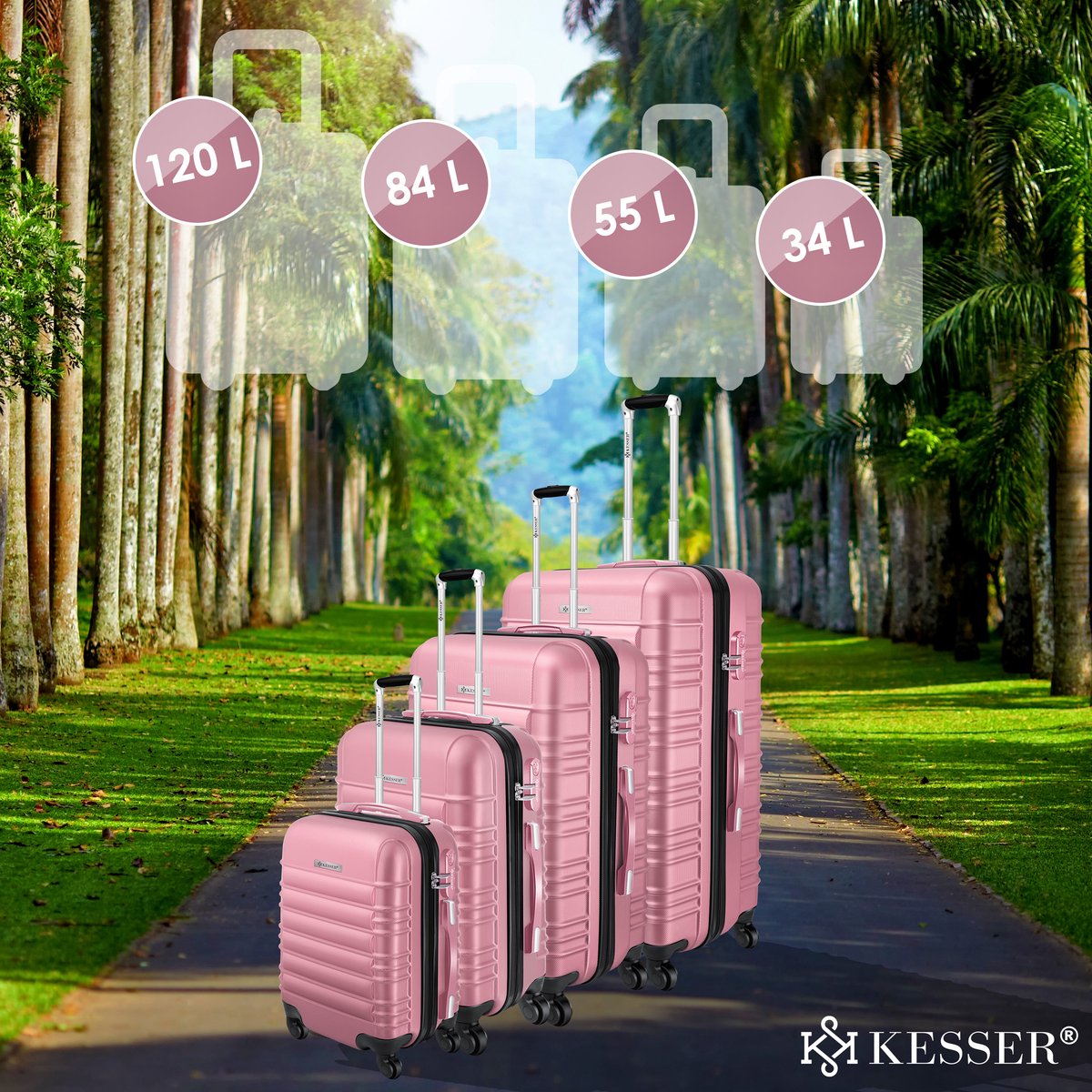 KESSER® 4pcs Étui rigide, kit de coffre de voyage, valise de