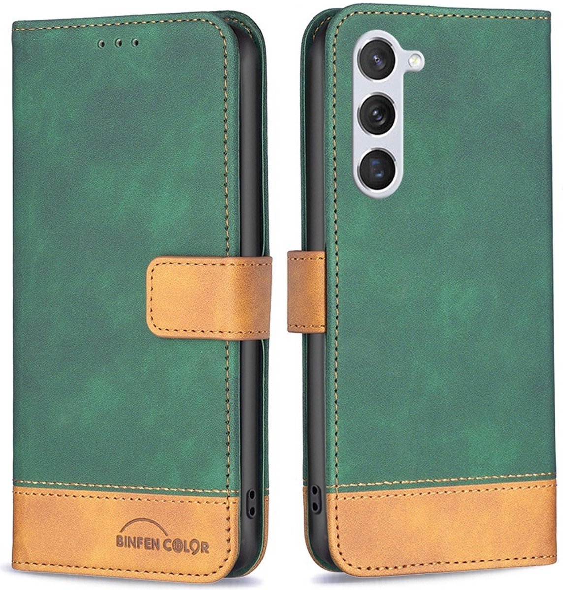 BINFEN Color Book Case - Geschikt voor Samsung Galaxy S23 Hoesje - Groen