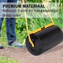 Detailopname van een zwarte MaxxGarden gazonrol met een robuust geel metalen frame voor een professioneel resultaat.