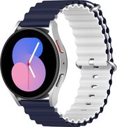 Mobigear Siliconen Watch bandje geschikt voor Smartwatch Bandje Gespsluiting | Mobigear Ocean - Universeel 20 mm aansluiting - Wit /Donkerblauw