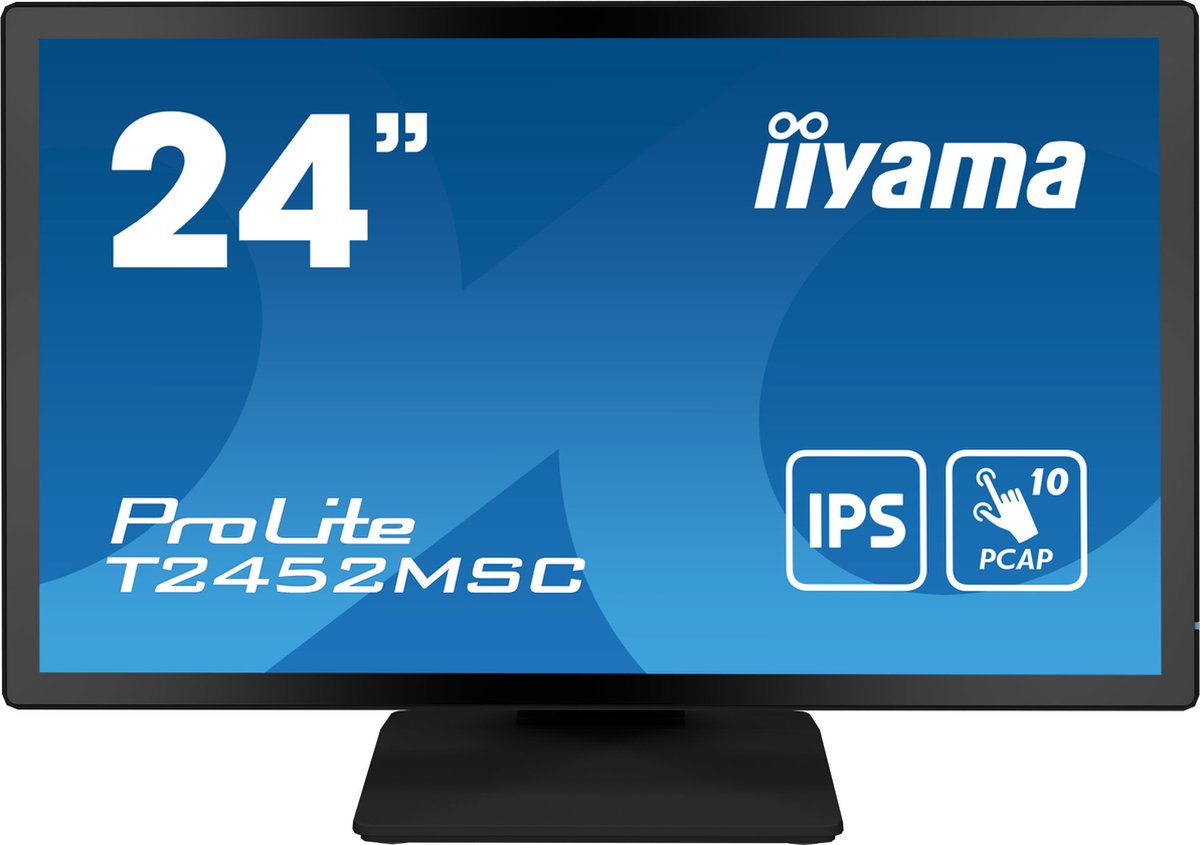 Iiyama Prolite T2452MSC-B1 - LED-monitor - 24" - 1920 x 1080 Full HD - IPS - 360 cd/m² - 1000:1 - 14 ms - HDMI, DisplayPort - luidsprekers - Touch-technologie - zwart