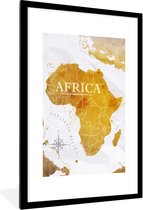 Fotolijst incl. Poster - Wereldkaart - Afrika - Goud - 60x90 cm - Posterlijst