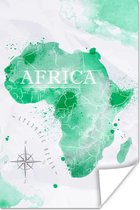 Poster - Afrika - Wereldkaart - Waterverf - 80x120 cm