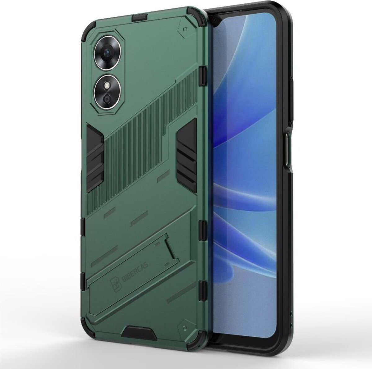 Oppo A17 Hoesje Shockproof Kickstand Back Cover Groen