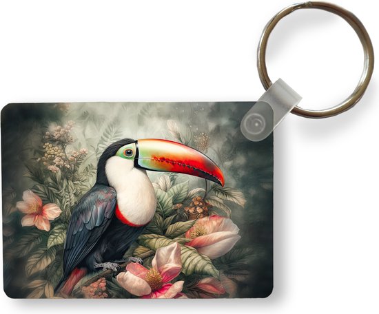 Sleutelhanger - Toekan - Vogels - Bloemen - Planten - Tropisch - Uitdeelcadeautjes - Plastic