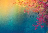 Fotobehang - Vlies Behang - Rode Bladeren - 312 x 219 cm