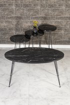 Set de table basse Sierra | aspect marbre | Lot de 4 | Noir | Or | Design luxueux | Marbre | Table d'appoint | Table basse ovale | Table de salon | Table basse