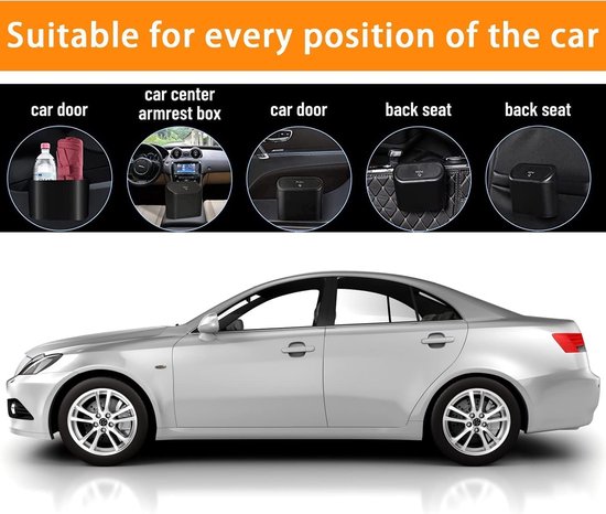 thumbnail: Auto Prullenbak Met Deksel Voor VW T-Cross (vanaf 04/2019) - Mini Vuilnisbak Met 30 Zakken, Voor Auto-opslag