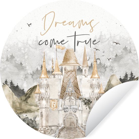 WallCircle - Stickers muraux muraux - Cercle de papier peint - Citations - Dictons - Les rêves deviennent réalité - Kids - Bébé - 80x80 cm - Cercle mural - Autocollant - Autocollant de papier peint rond