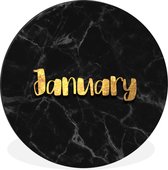 WallCircle - Wandcirkel - Muurcirkel - Kalender - Januari - Goud - Marmer - Aluminium - Dibond - ⌀ 140 cm - Binnen en Buiten
