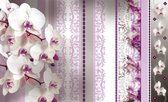 Fotobehang - Vlies Behang - Orchideeën Kunst Paars - Bloemen - 312 x 219 cm