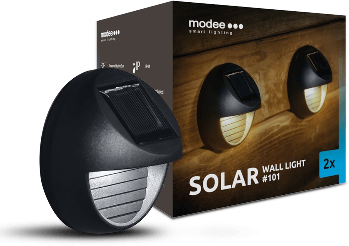 Modee Lighting - LED Wandlamp Solar - IP44 6lm 3000K warm wit licht - Duo-pack