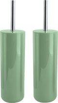 MSV Porto Toilet/wc - 2x - borstel in houder - kunststof - groen - 38 cm