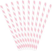Partydeco - Rietjes Stripes Wit/Roze (10 stuks)