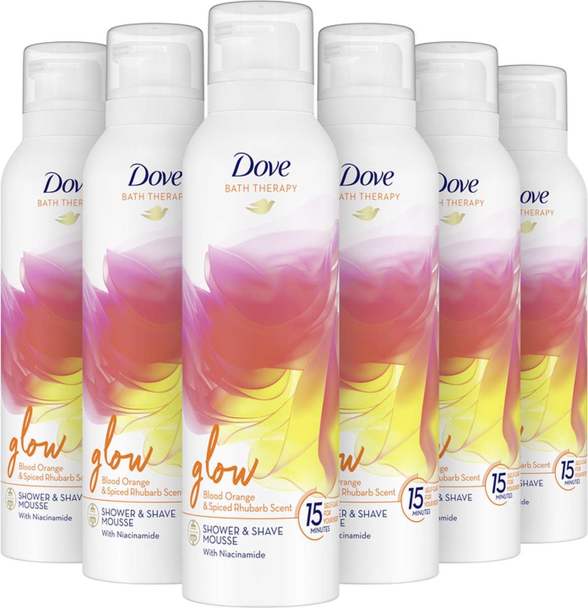 Dove - Douche- & Scheerschuim - Bath Therapy Glow - 6 x 200 ml - Voordeelverpakking