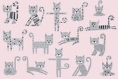 Fotobehang - Vlies Behang - Vrolijke Katten - Kinderbehang - 368 x 254 cm
