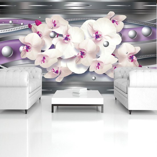 Argent | Violet Photomural, revêtement mural