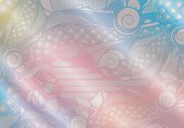 Fotobehang - Vlies Behang - Roze en Blauw Ornament - Patroon - Kunst - 254 x 184 cm