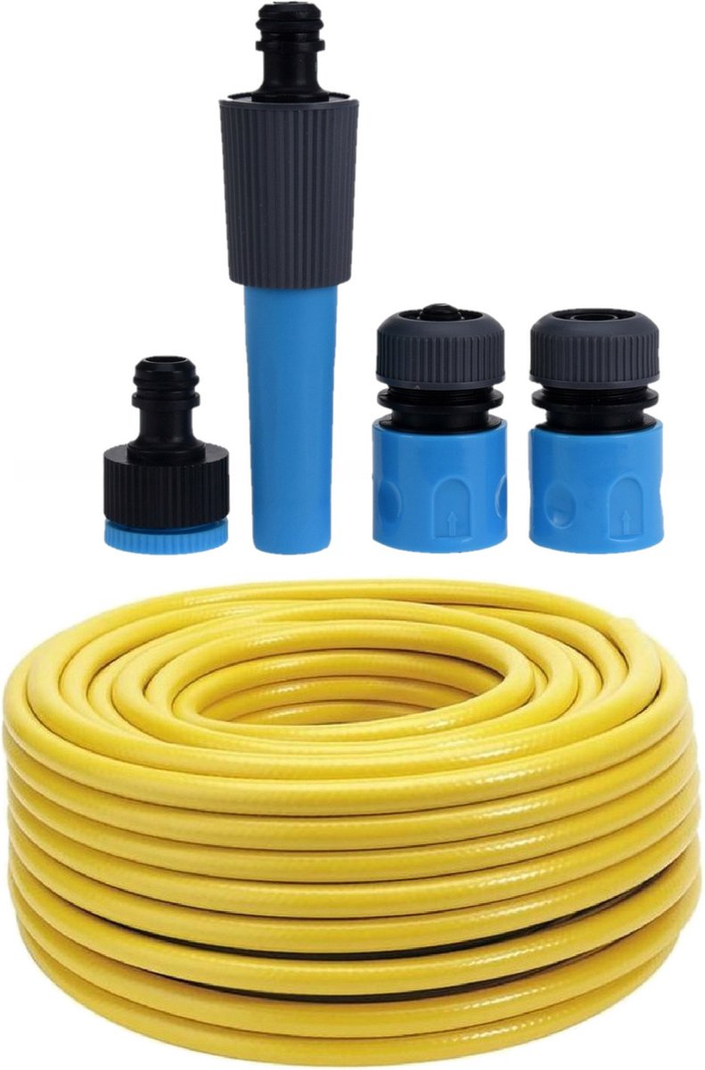 BLACK DECKER Garden hose - garden hose coupling set 5 pieces - 25 meters - max. 6Bar - PVC - black/orange
