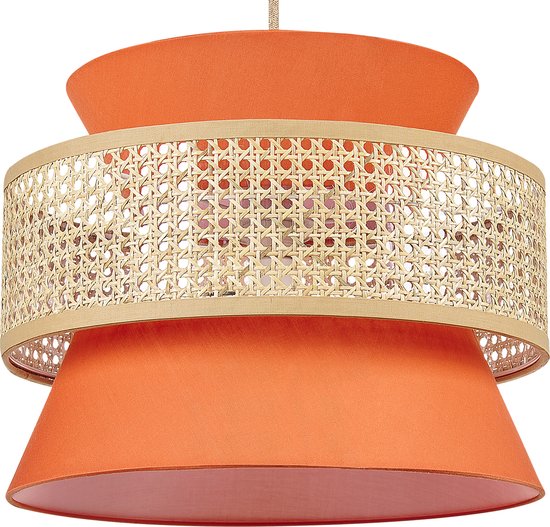 LUYANO - Lampe à suspension - Corail/Naturel - Polyester