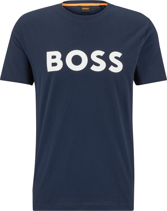 SINGLES DAY! BOSS - T-shirt Logo Navy - Heren - Maat M - Modern-fit