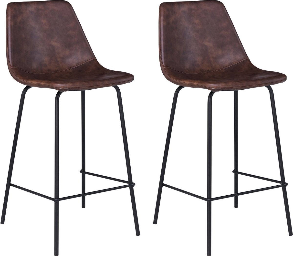 Set van 2 vintage LUCIEN barkrukken bruin - Zithoogte 65cm