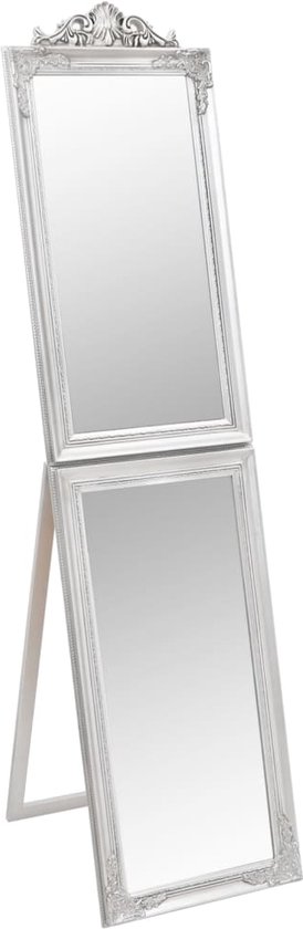 vidaXL-Spiegel-vrijstaand-40x160-cm-wit-zilverkleurig