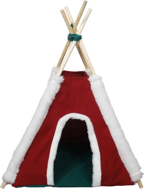 ChouChou® - Tipi Tent - Kattenmand - KERST SPECIAL - Kattentent - Rood/Wit