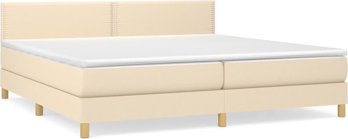 vidaXL - Boxspring - met - matras - stof - crèmekleurig - 200x200 - cm