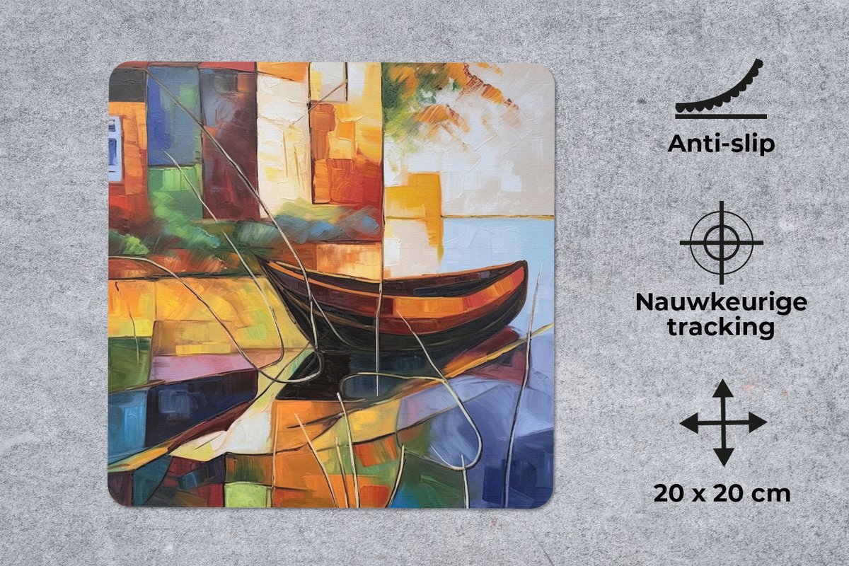 Muismat 20x20 cm - Mousepad Abstract - Kunst - Boot - Kleuren - Muismatten
