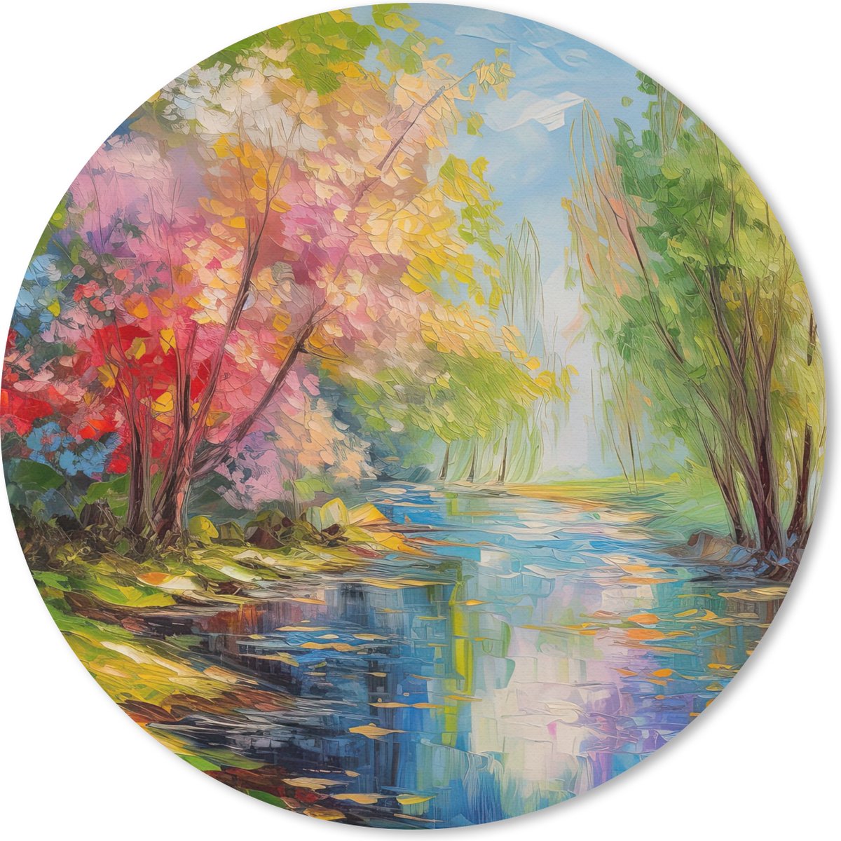 Muismat rond 40x40 cm - Mousepad Olieverf - Landschap - Natuur - Kleurrijk - Ronde muismatten