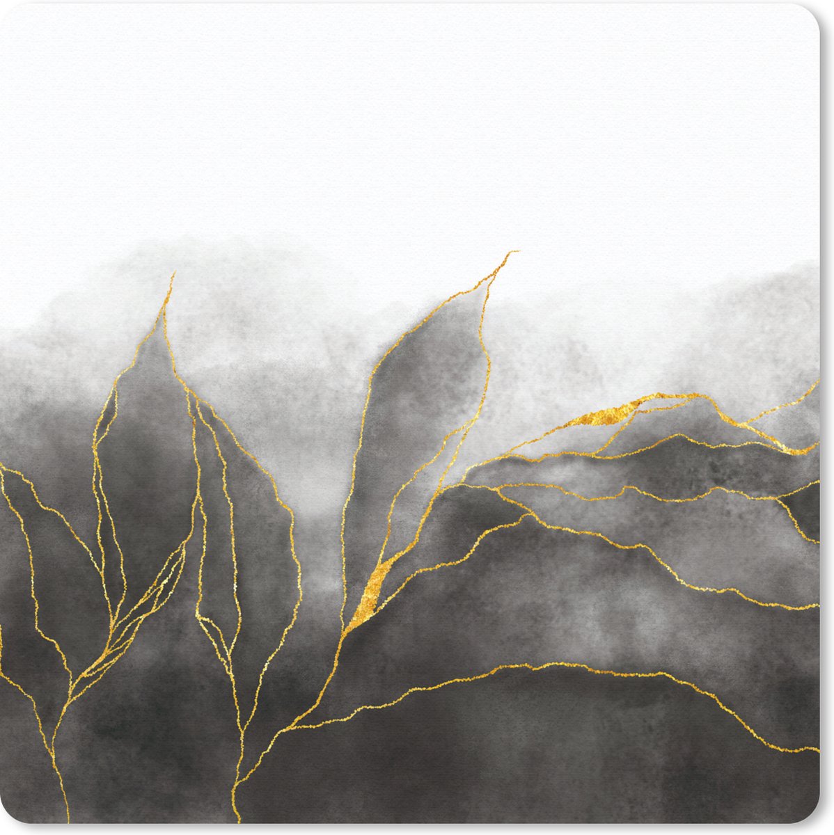 Muismat 30x30 cm - Mousepad Marmer - Zwart - Goud - Luxe - Marmer printlook - Muismatten