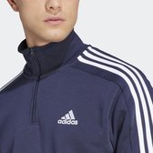 adidas Sportswear Essentials Fleece 3-Stripes Sweatshirt met Korte Rits - Heren - Blauw- L