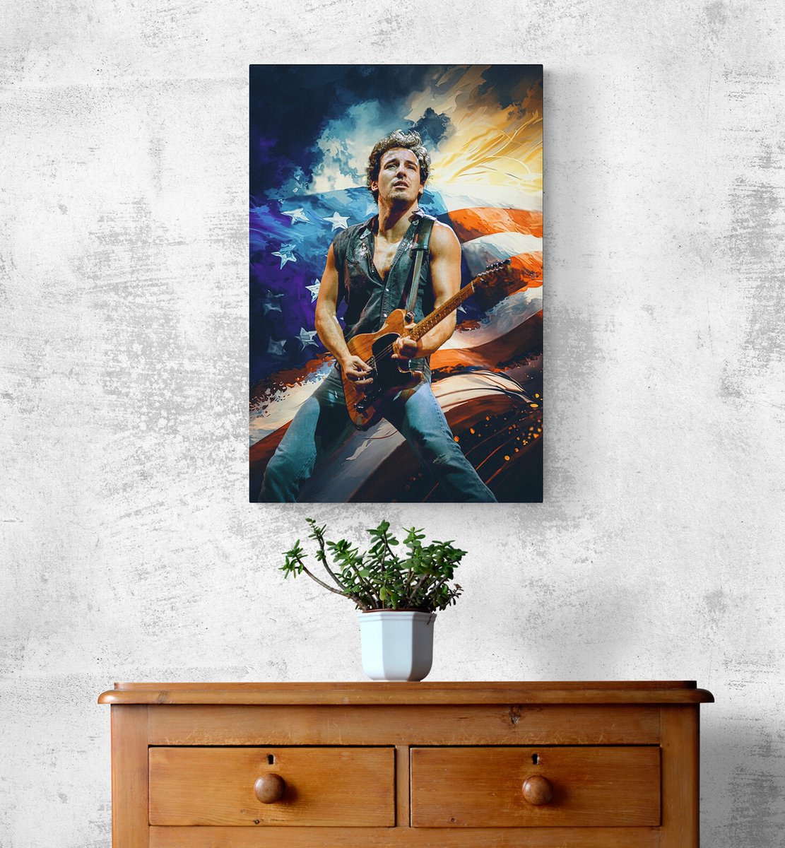 Poster Sur Toile Bruce Springsteen - Décoration Murale Sans Cadre 40x60 Cm - Haute Qualité, Résistant à L'eau Et Aux UV - 2