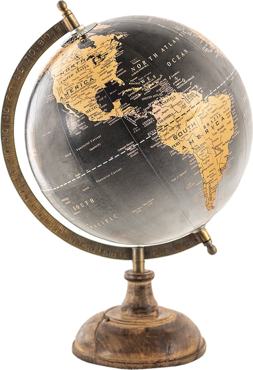 Globe Terrestre Décoratif Samuel Hauteur 50 Cm En Bois De Manguier