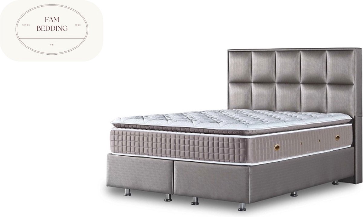FAM BEDDING Opberg Boxspring Scarlett zonder matras Taupe 180x200 thumbnail 6