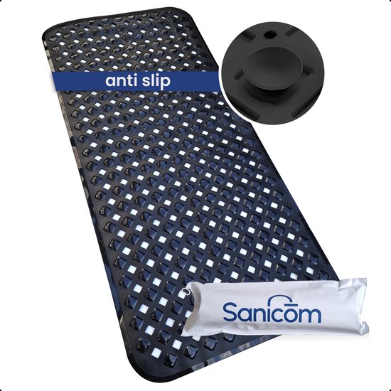 Badmat Antislip - Douchemat - Antislipmat Bad - Antislipmat Douche - Antislipmatten - Schimmelbestendig - Met Zuignappen - Wasbaar - Zwart