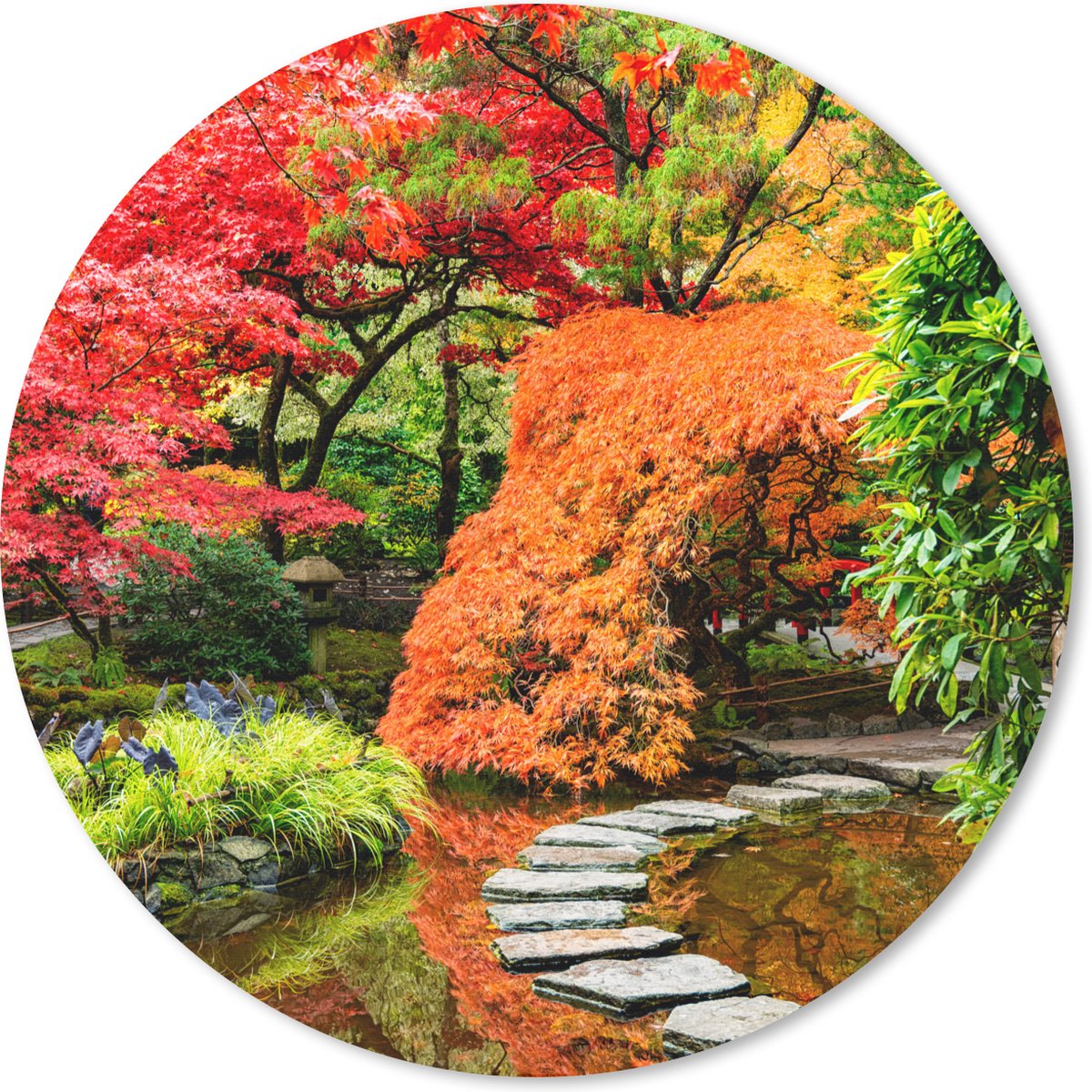 Muismat rond 50x50 cm - Mousepad Bomen - Japans - Stenen - Pad - Natuur - Ronde muismatten