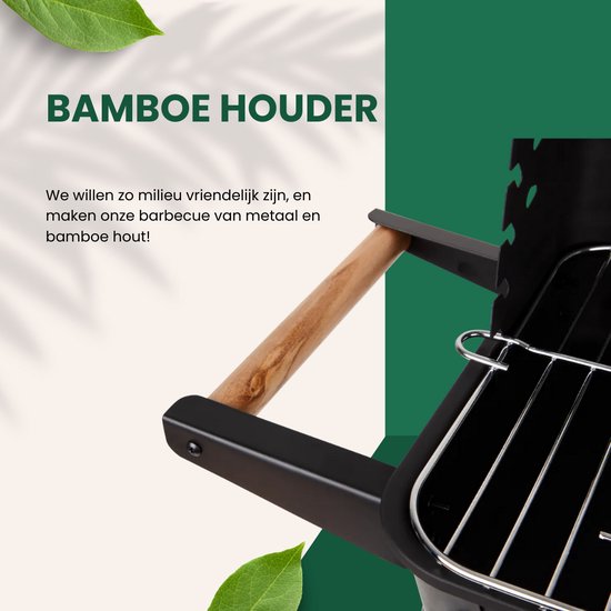 Barbecue van Rlek Online - 4x GRATIS BBQ Accessoires - BBQ - Zwarte Barbecue op Wieltjes - HOUTSKOOL BBQ — afbeelding 3