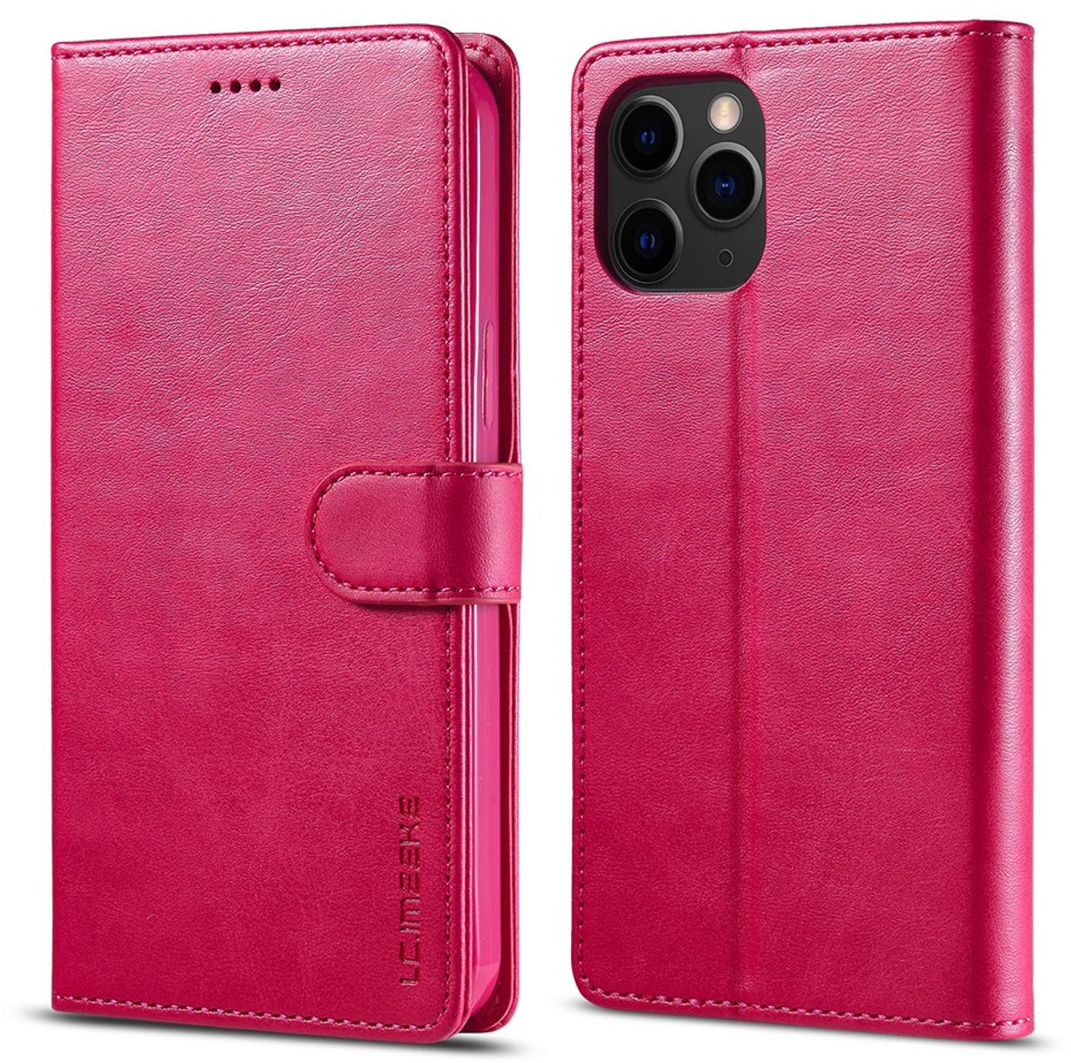 LC.IMEEKE Hoesje - Geschikt voor iPhone 12 Mini Hoesje - LC.IMEEKE Luxe Book Case - Roze