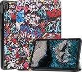 Tri-Fold Book Case met Wake/Sleep - Geschikt voor Nokia T20 Hoesje - Graffiti