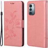 Coverup Bloemen & Vlinders Book Case - Geschikt voor Nokia G11 / G21 Hoesje - Pink