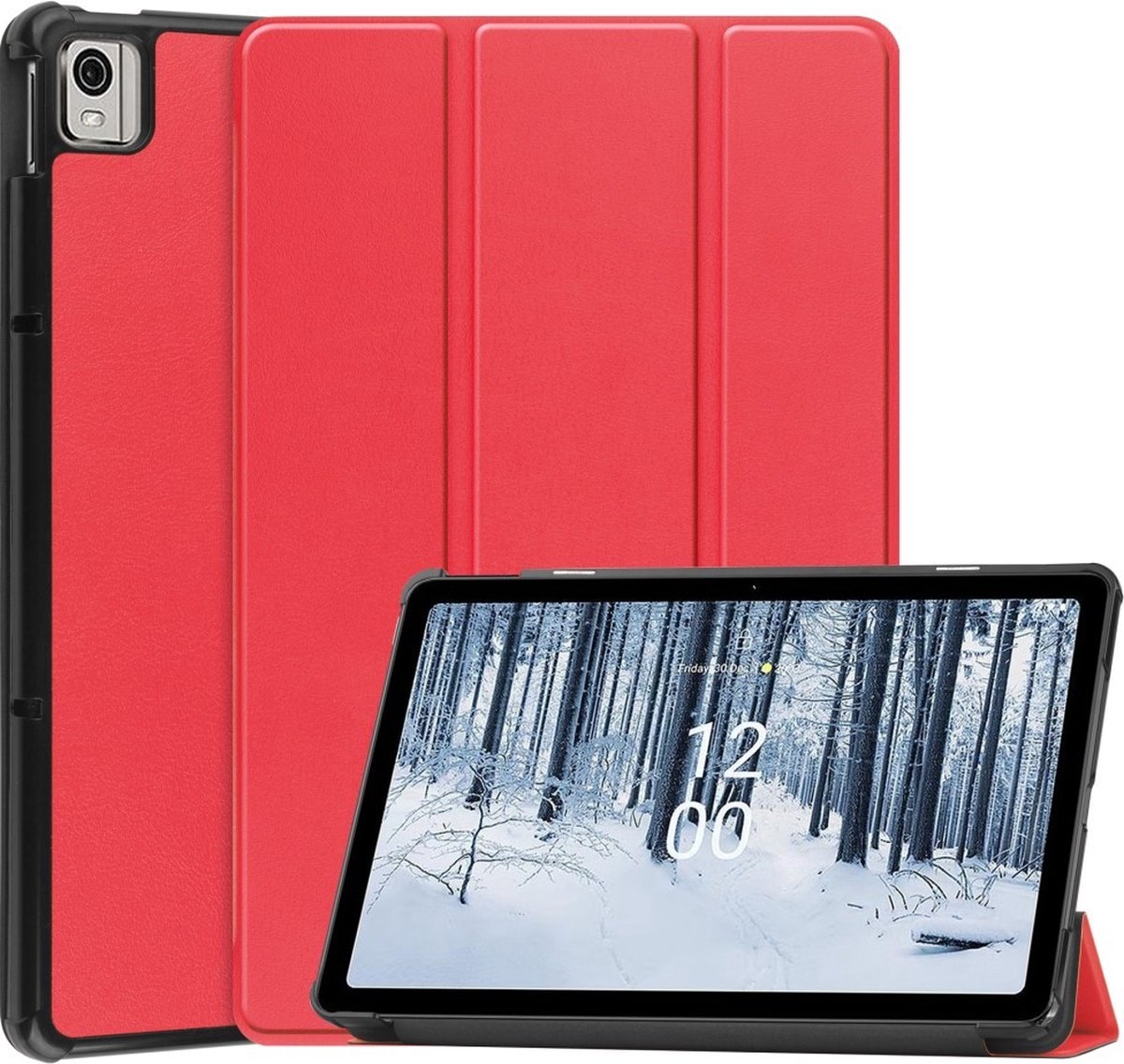 Tablethoes geschikt voor Nokia T21 Hoesje - Tri-Fold Book Case met Wake/Sleep - Rood