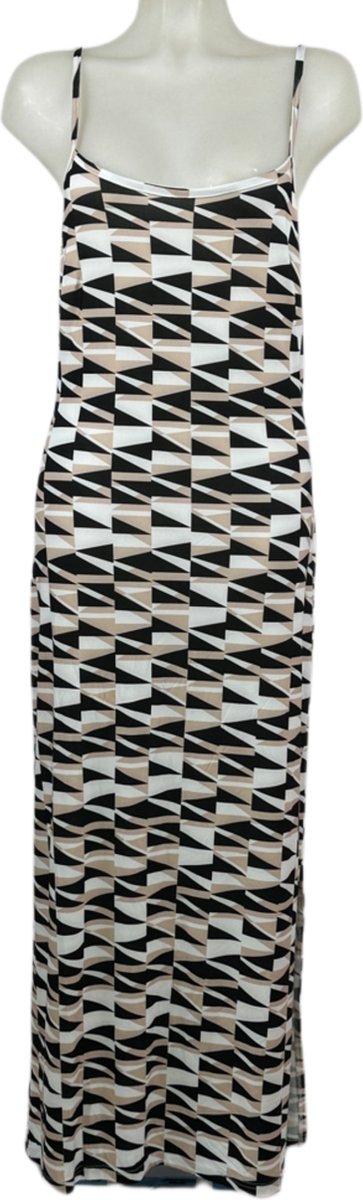 Beige-Zwart-Wit Jurk