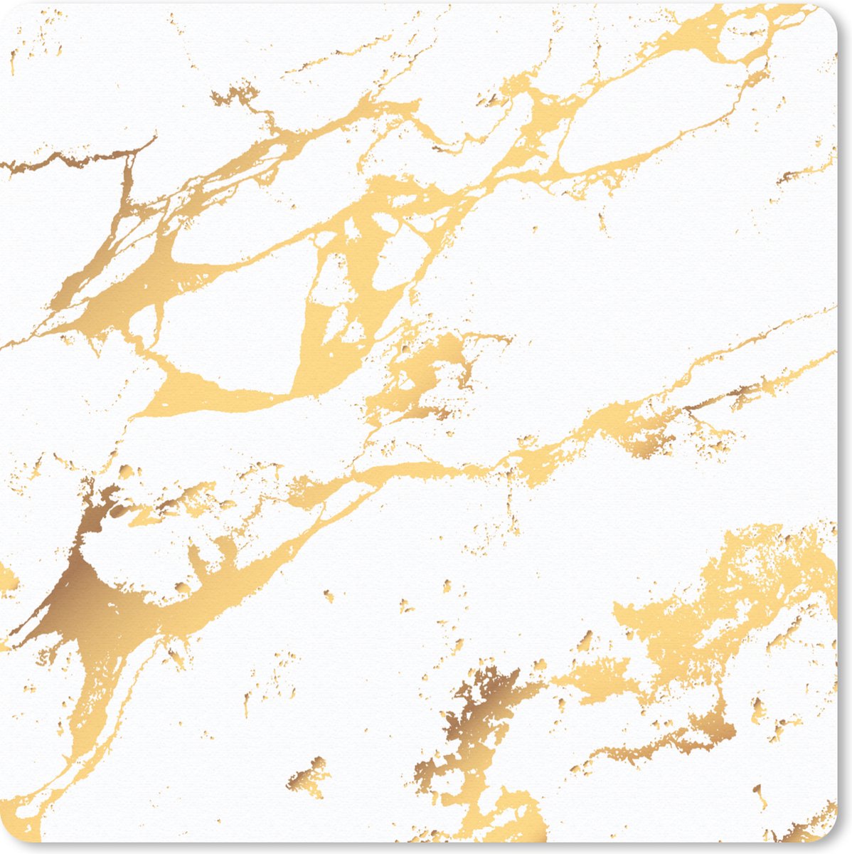 Muismat 20x20 cm - Mousepad Marmer - Wit - Goud - Luxe - Muismatten