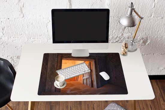 Tapis de souris XXL - Sous-main - Tapis de bureau - Porte - Sable - Maison - Architecture - 90x60 cm - Tapis de souris XXL